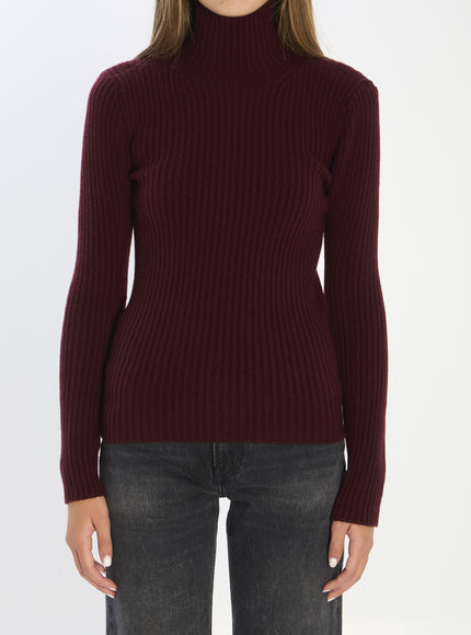 Max Mara Knit Top In Wool And Cashmere Bordeaux