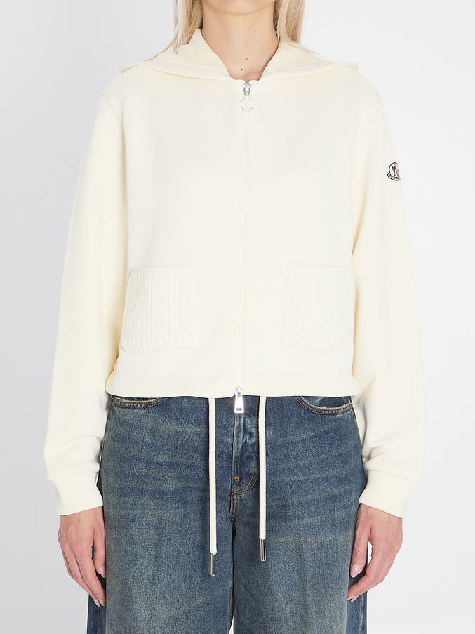 Moncler Zip Up Hoodie White