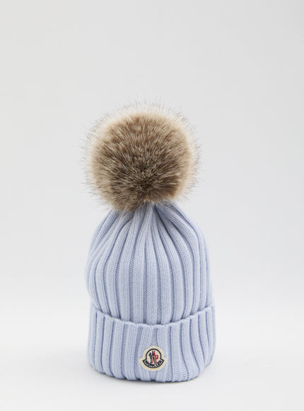 Moncler Wool Beanie With Pom Pom QT Light Blue