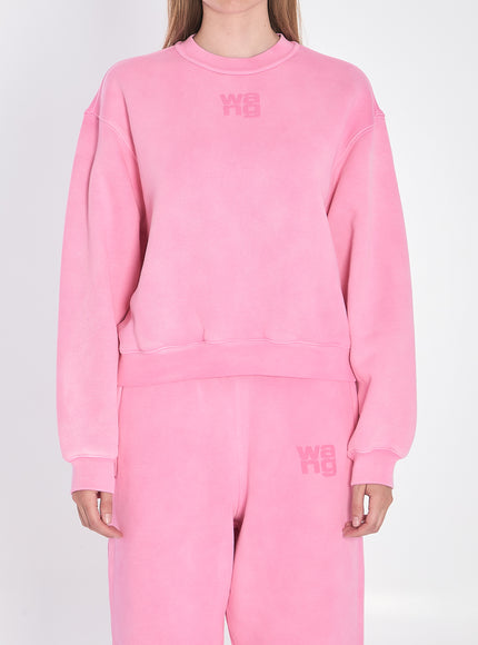 Alexander Wang Puff Print Sweatshirt In Brushed Terry Pink