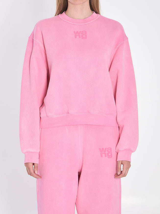 Alexander Wang Puff Print Sweatshirt In Brushed Terry Pink