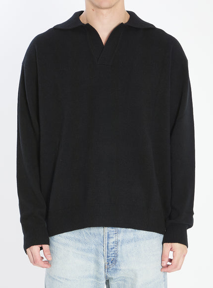 Roberto Collina Wool And Cashmere Over Polo Black