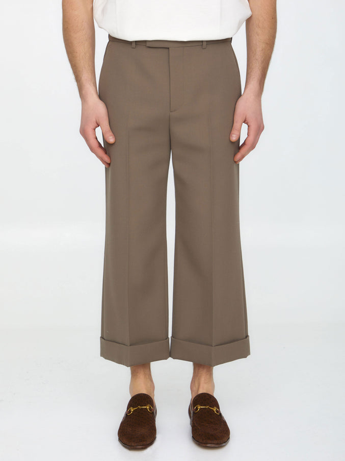 Gucci Textured Gabardine Trousers Beige