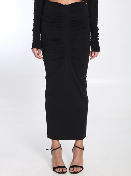 Alexander Wang Ruched Long Skirt Black