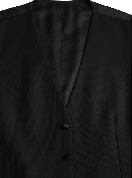 a close up of a black suit jacket