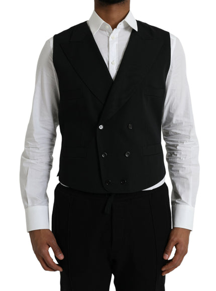 Dolce & Gabbana Black Wool Waistcoat Dress Formal Vest