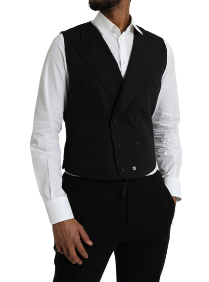 Dolce & Gabbana Black Wool Waistcoat Dress Formal Vest