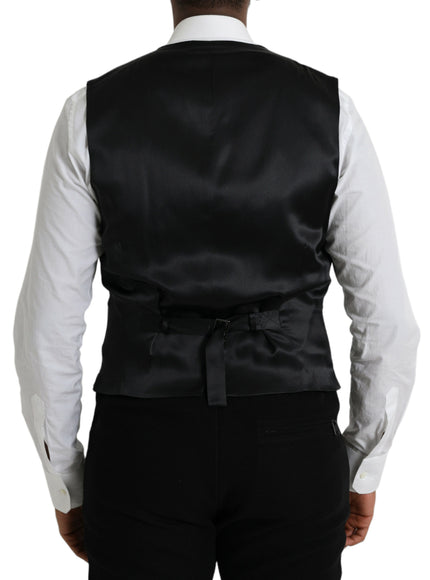 Dolce & Gabbana Black Wool Waistcoat Dress Formal Vest