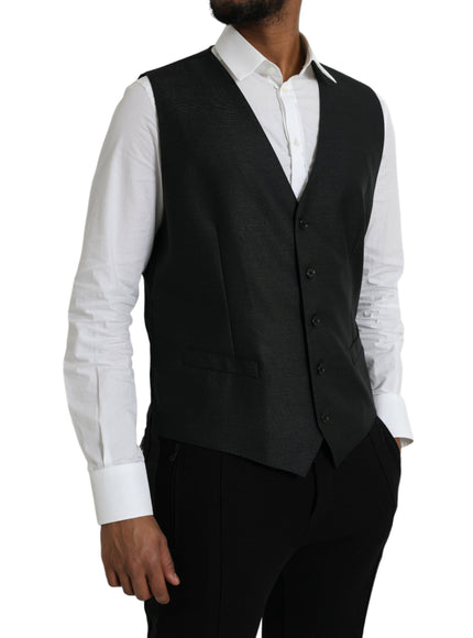 Dolce & Gabbana Black Wool Waistcoat Dress Formal Vest