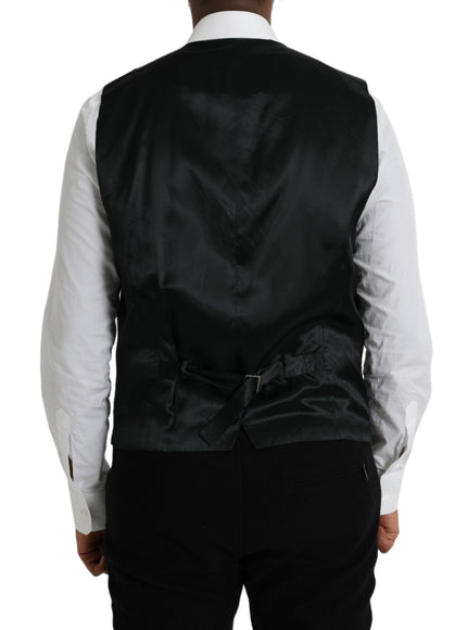 Dolce & Gabbana Black Wool Waistcoat Dress Formal Vest