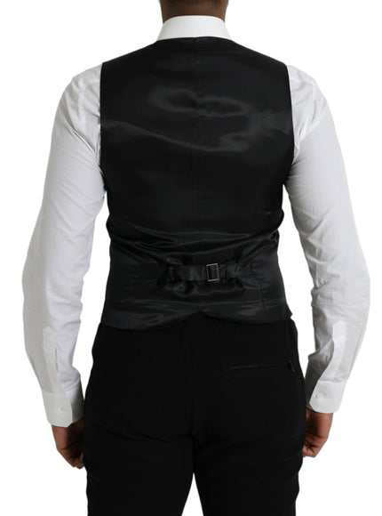 Dolce & Gabbana Black Wool Waistcoat Dress Formal Vest