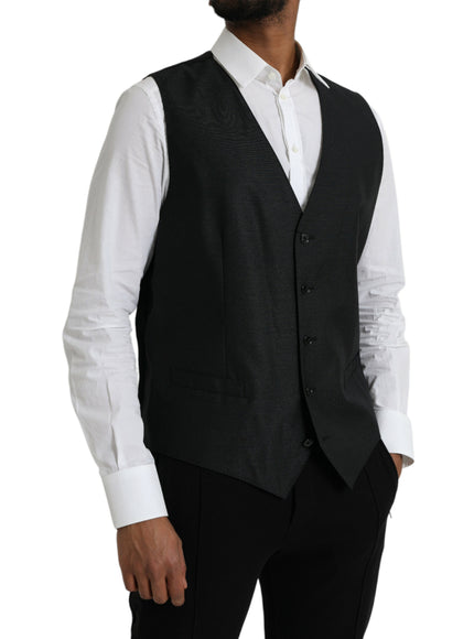 Dolce & Gabbana Black Wool Waistcoat Dress Formal Vest