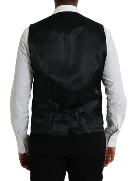 Dolce & Gabbana Black Wool Waistcoat Dress Formal Vest