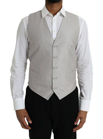 Dolce & Gabbana Light Gray Wool Formal Dress Waistcoat Vest