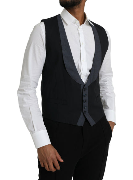 Dolce & Gabbana Black Wool Waistcoat Dress Formal Vest