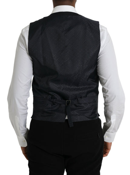 Dolce & Gabbana Black Wool Waistcoat Dress Formal Vest