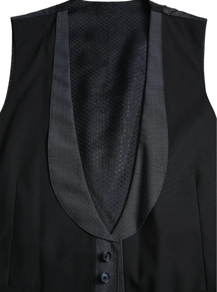 Dolce & Gabbana Black Wool Waistcoat Dress Formal Vest