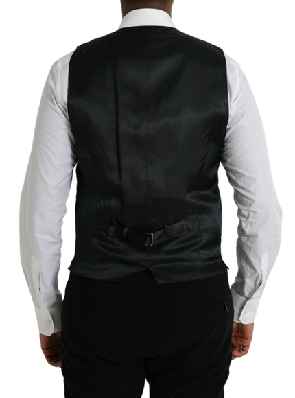 Dolce & Gabbana Black Cotton Waistcoat Dress Formal Vest