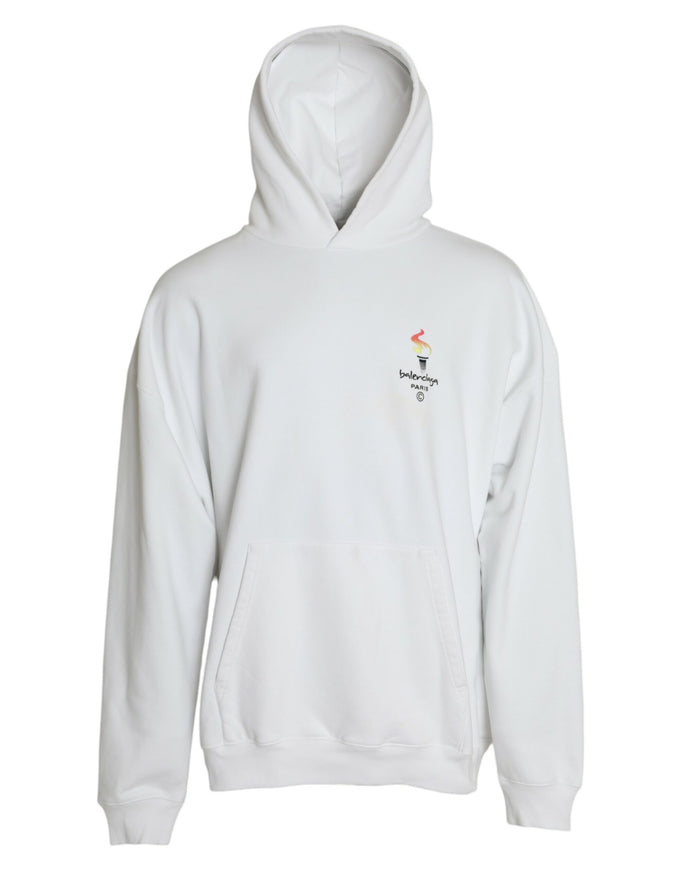 a white hoodie with a rainbow on it