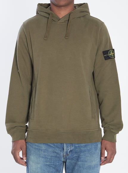 Stone Island Organic Cotton Hooded Sweatshirt Green