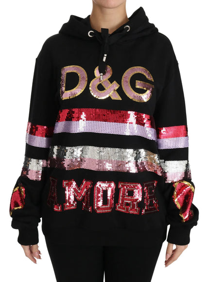 Dolce & Gabbana DG Sequined Hooded Pullover Sweater