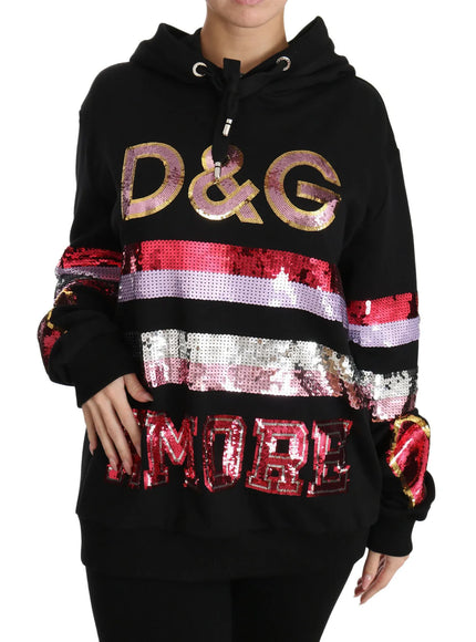 Dolce & Gabbana DG Sequined Hooded Pullover Sweater