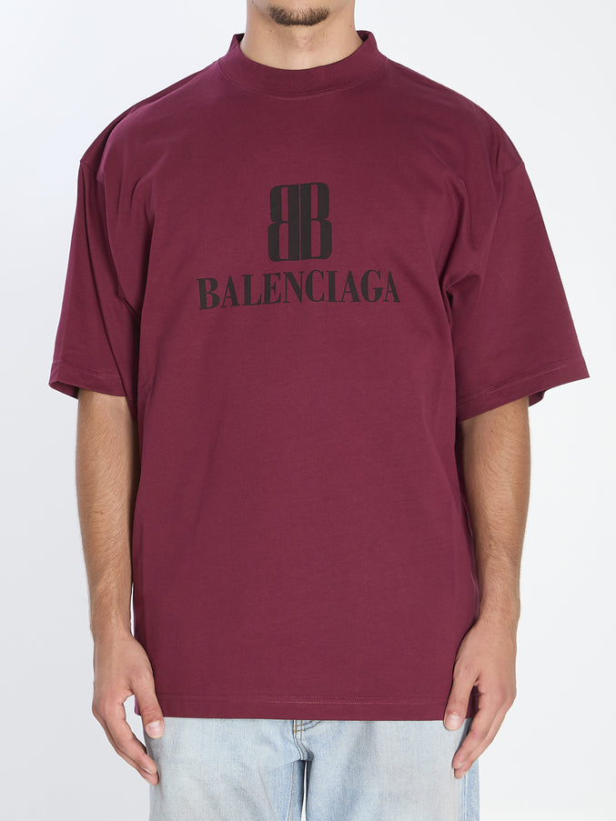 Balenciaga Bb T-shirt In Cotton Bordeaux
