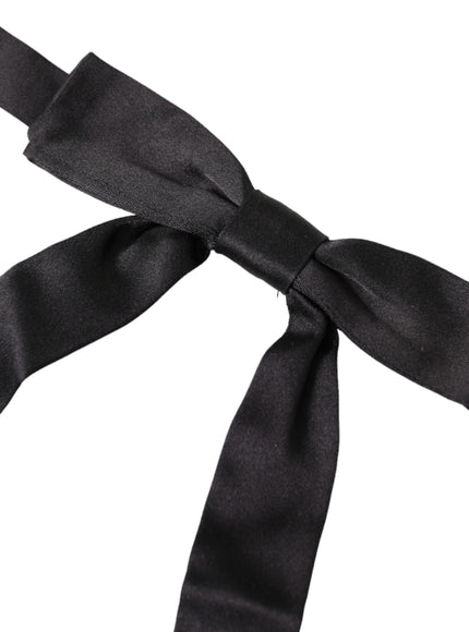 Dolce & Gabbana Black Ribbon Silk Adjustable Neck Bow Tie