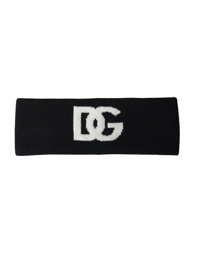 Dolce & Gabbana black cashmere knitted headband with DG logo