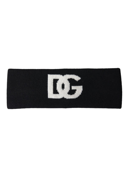 Dolce & Gabbana black cashmere knitted headband with DG logo