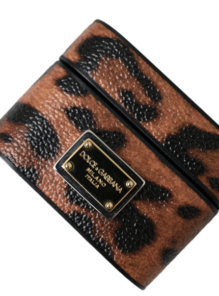 a brown and black animal print wallet