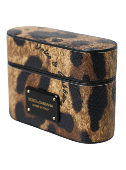 a leopard print box with a name tag on it