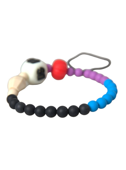 a couple of bracelets with beads on a white background