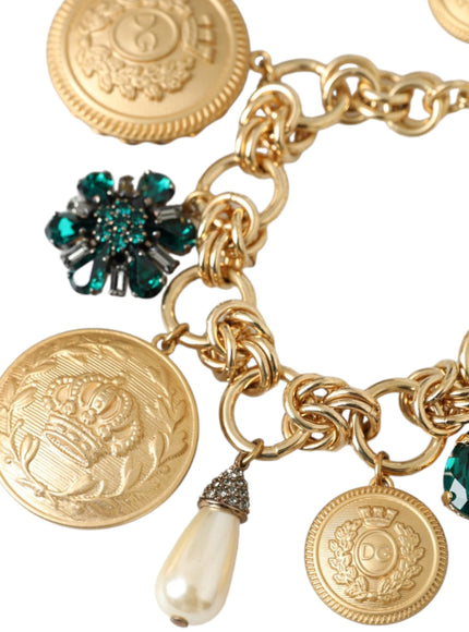 a close up of a bracelet with charms