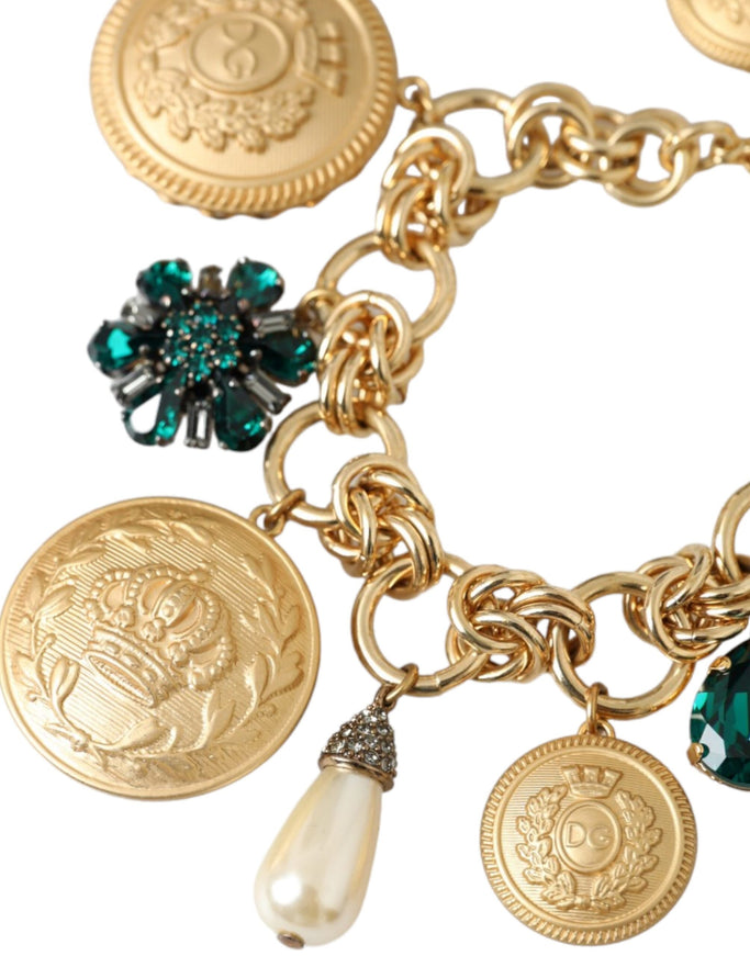 a close up of a bracelet with charms