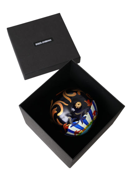 a black box with a black and orange design on it