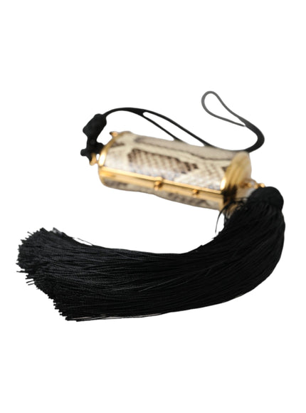 a gold and black tassel with a black tassel