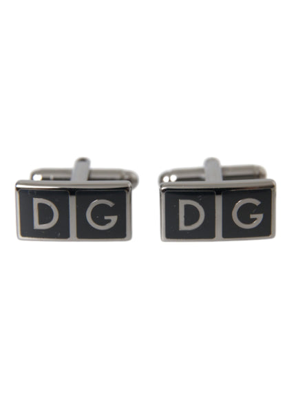 Dolce & Gabbana silver plated DG logo cufflinks front view