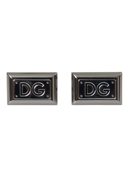 Dolce & Gabbana silver plated DG logo cufflinks front view