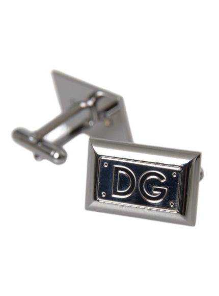 Dolce & Gabbana silver plated DG logo cufflink single view