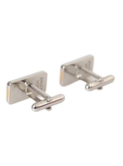 Dolce & Gabbana silver gold plated DG logo cufflinks back view