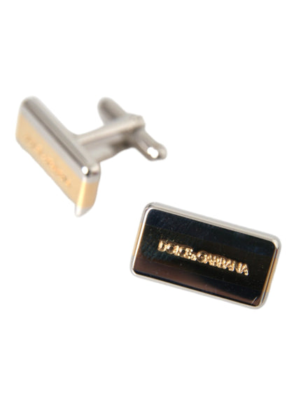 Dolce & Gabbana silver gold plated DG logo cufflinks close-up