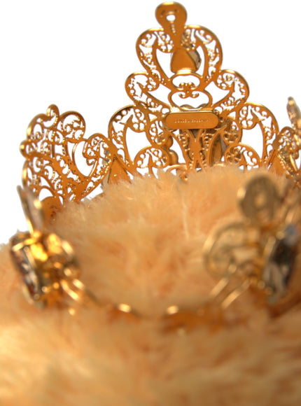 Intricate gold crown detail on teddy bear hair band