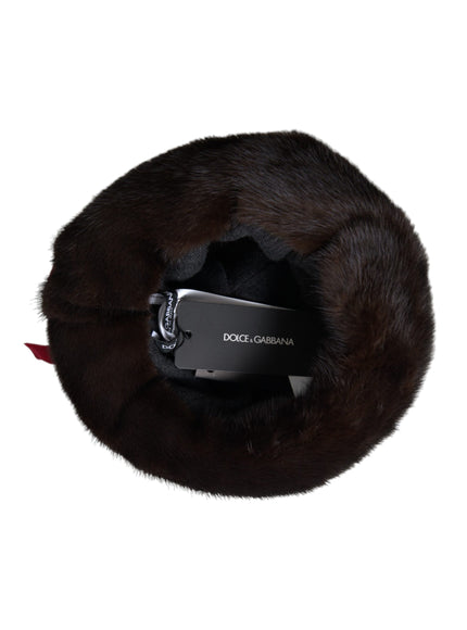 Inside view of Dolce & Gabbana mink fur hat with label