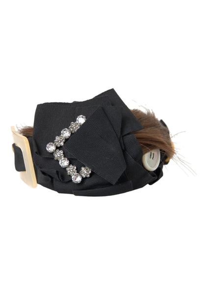 Side view of Dolce & Gabbana headband with crystal button