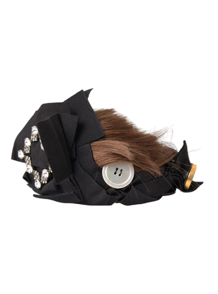 Dolce & Gabbana headband featuring brown hair and button accents