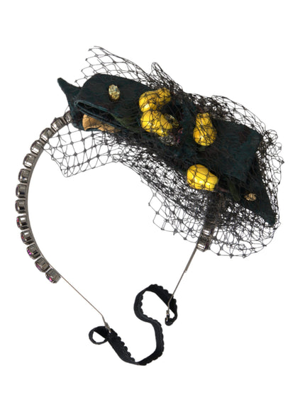Dolce & Gabbana Black Lemons Sicily Purple Crystal Net Headband Diadem