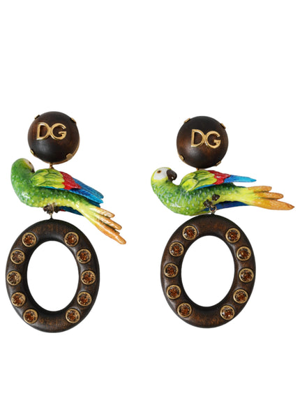 Dolce & Gabbana parrot crystal earrings, multicolor design