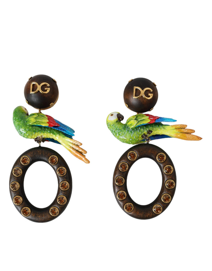 Dolce & Gabbana parrot crystal earrings, multicolor design