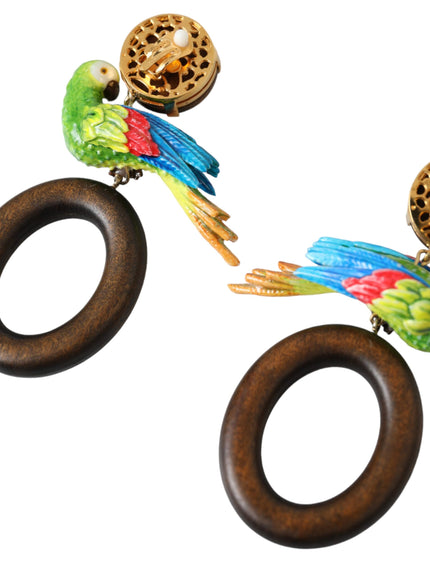 Dolce & Gabbana parrot earrings, angled view